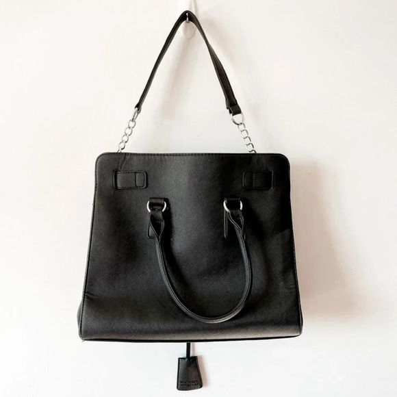 Michael Kors Hamilton Saffiano Leather Across Body Handbag Purse Black - Picture 6 of 7